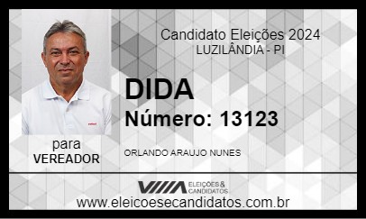 Candidato DIDA DO BARROCÃO 2024 - LUZILÂNDIA - Eleições