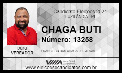 Candidato CHAGA BUTI 2024 - LUZILÂNDIA - Eleições