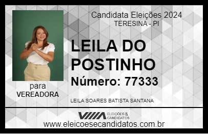 Candidato LEILA DO POSTINHO 2024 - TERESINA - Eleições