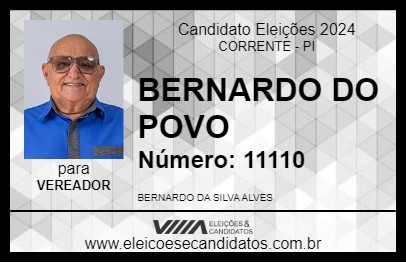 Candidato BERNARDO DO POVO 2024 - CORRENTE - Eleições