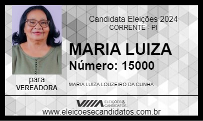 Candidato MARIA LUIZA 2024 - CORRENTE - Eleições