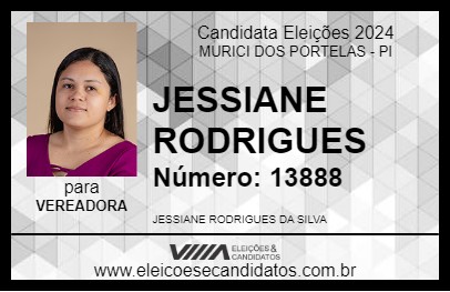 Candidato JESSIANE RODRIGUES 2024 - MURICI DOS PORTELAS - Eleições