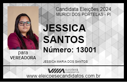 Candidato JESSICA SANTOS 2024 - MURICI DOS PORTELAS - Eleições