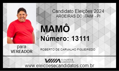 Candidato MAMÔ 2024 - AROEIRAS DO ITAIM - Eleições