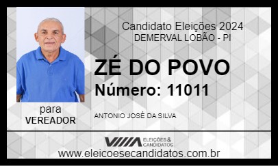 Candidato ZÉ DO POVO 2024 - DEMERVAL LOBÃO - Eleições