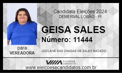 Candidato GEISA SALES 2024 - DEMERVAL LOBÃO - Eleições