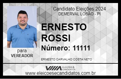 Candidato ERNESTO ROSSI 2024 - DEMERVAL LOBÃO - Eleições