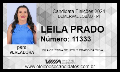 Candidato LEILA PRADO 2024 - DEMERVAL LOBÃO - Eleições