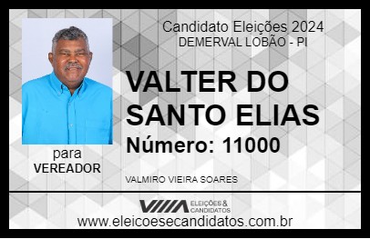 Candidato VALTER DO SANTO ELIAS 2024 - DEMERVAL LOBÃO - Eleições