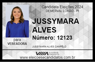 Candidato JUSSYMARA ALVES 2024 - DEMERVAL LOBÃO - Eleições