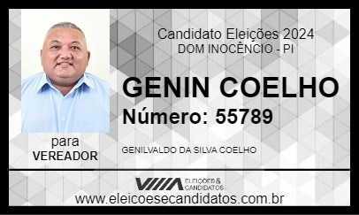 Candidato GENIN COELHO 2024 - DOM INOCÊNCIO - Eleições