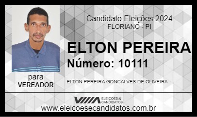 Candidato ELTON PEREIRA 2024 - FLORIANO - Eleições