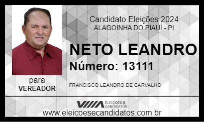 Candidato NETO LEANDRO 2024 - ALAGOINHA DO PIAUÍ - Eleições