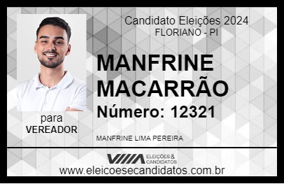 Candidato MANFRINE MACARRÃO 2024 - FLORIANO - Eleições