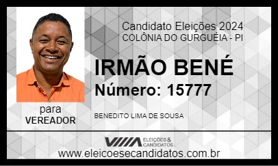 Candidato IRMÃO BENÉ 2024 - COLÔNIA DO GURGUÉIA - Eleições