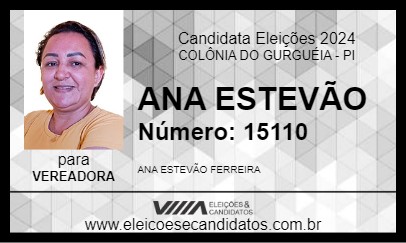 Candidato ANA ESTEVÃO 2024 - COLÔNIA DO GURGUÉIA - Eleições