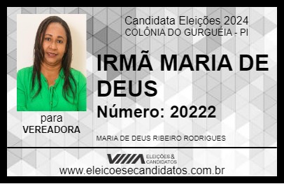 Candidato IRMÃ MARIA DE DEUS 2024 - COLÔNIA DO GURGUÉIA - Eleições