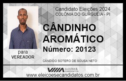 Candidato CÂNDINHO AROMÁTICO 2024 - COLÔNIA DO GURGUÉIA - Eleições