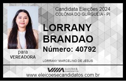 Candidato LORRANY BRANDAO 2024 - COLÔNIA DO GURGUÉIA - Eleições