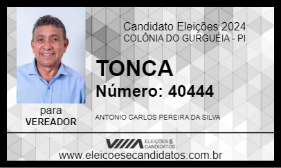 Candidato TONCA 2024 - COLÔNIA DO GURGUÉIA - Eleições