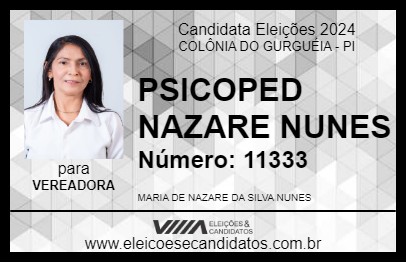 Candidato PSICOPED NAZARE NUNES 2024 - COLÔNIA DO GURGUÉIA - Eleições