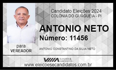 Candidato ANTONIO NETO 2024 - COLÔNIA DO GURGUÉIA - Eleições