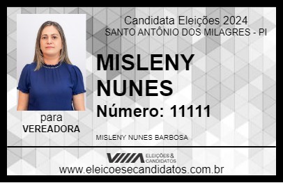 Candidato MISLENY NUNES 2024 - SANTO ANTÔNIO DOS MILAGRES - Eleições