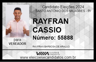 Candidato RAYFRAN CASSIO 2024 - SANTO ANTÔNIO DOS MILAGRES - Eleições