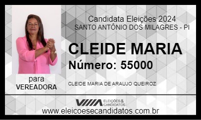 Candidato CLEIDE MARIA 2024 - SANTO ANTÔNIO DOS MILAGRES - Eleições