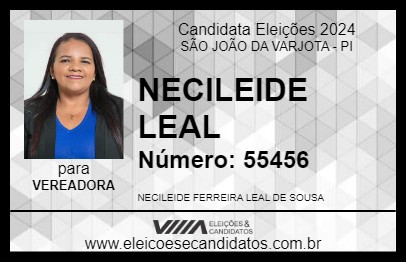 Candidato NECILEIDE LEAL 2024 - SÃO JOÃO DA VARJOTA - Eleições