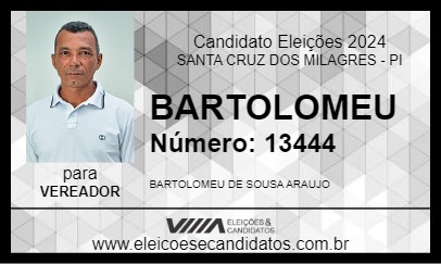 Candidato BARTOLOMEU 2024 - SANTA CRUZ DOS MILAGRES - Eleições