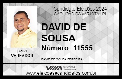 Candidato DAVID DE SOUSA 2024 - SÃO JOÃO DA VARJOTA - Eleições