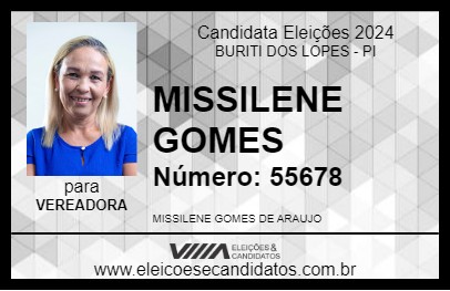 Candidato MISSILENE GOMES 2024 - BURITI DOS LOPES - Eleições