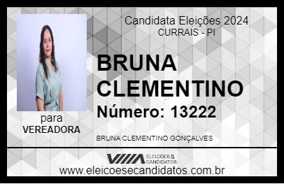 Candidato BRUNA CLEMENTINO 2024 - CURRAIS - Eleições