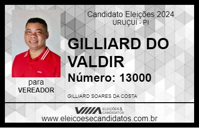 Candidato GILLIARD DO VALDIR 2024 - URUÇUÍ - Eleições