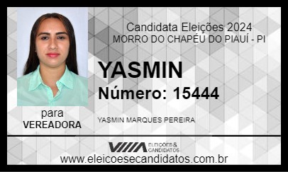 Candidato YASMIN MARQUES 2024 - MORRO DO CHAPÉU DO PIAUÍ - Eleições