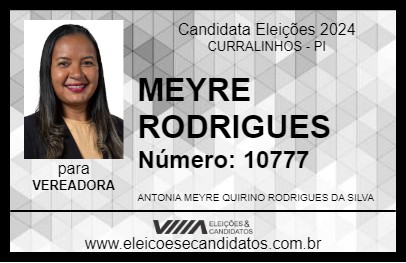 Candidato MEYRE RODRIGUES 2024 - CURRALINHOS - Eleições