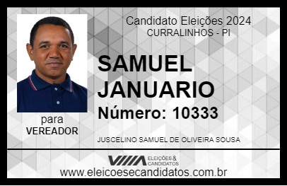 Candidato SAMUEL JANUARIO 2024 - CURRALINHOS - Eleições