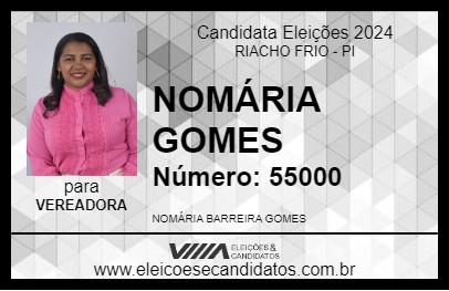 Candidato NOMÁRIA GOMES 2024 - RIACHO FRIO - Eleições