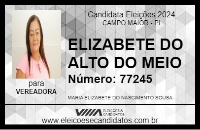 Candidato ELIZABETE DO ALTO DO MEIO 2024 - CAMPO MAIOR - Eleições