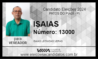 Candidato ISAIAS 2024 - PATOS DO PIAUÍ - Eleições