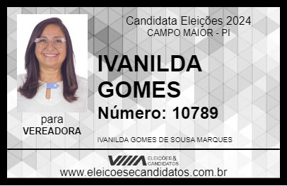 Candidato IVANILDA GOMES 2024 - CAMPO MAIOR - Eleições