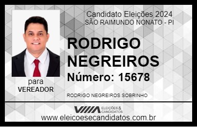 Candidato RODRIGO NEGREIROS 2024 - SÃO RAIMUNDO NONATO - Eleições