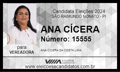 Candidato ANA CÍCERA 2024 - SÃO RAIMUNDO NONATO - Eleições