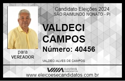 Candidato VALDECI CAMPOS 2024 - SÃO RAIMUNDO NONATO - Eleições