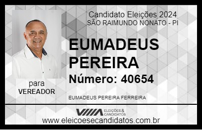 Candidato EUMADEUS PEREIRA 2024 - SÃO RAIMUNDO NONATO - Eleições