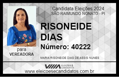 Candidato RISONEIDE DIAS 2024 - SÃO RAIMUNDO NONATO - Eleições