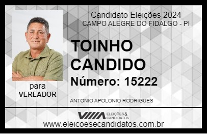 Candidato TOINHO CANDIDO 2024 - CAMPO ALEGRE DO FIDALGO - Eleições