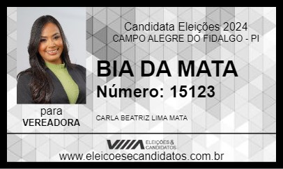 Candidato BIA DA MATA 2024 - CAMPO ALEGRE DO FIDALGO - Eleições