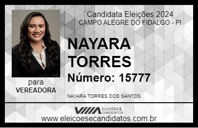 Candidato NAYARA TORRES 2024 - CAMPO ALEGRE DO FIDALGO - Eleições